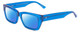 Profile View of SITO SHADES OUTER LIMITS Designer Polarized Sunglasses with Custom Cut Blue Mirror Lenses in Electric Blue Crystal Unisex Square Full Rim Acetate 54 mm