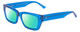 Profile View of SITO SHADES OUTER LIMITS Designer Polarized Reading Sunglasses with Custom Cut Powered Green Mirror Lenses in Electric Blue Crystal Unisex Square Full Rim Acetate 54 mm