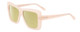 Profile View of SITO SHADES PAPILLION Designer Polarized Reading Sunglasses with Custom Cut Powered Sun Flower Yellow Lenses in Vanilla Pink Crystal Ladies Square Full Rim Acetate 56 mm