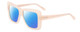 Profile View of SITO SHADES PAPILLION Designer Polarized Reading Sunglasses with Custom Cut Powered Blue Mirror Lenses in Vanilla Pink Crystal Ladies Square Full Rim Acetate 56 mm