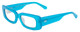 Profile View of SITO SHADES REACHING DAWN Designer Reading Eye Glasses in Caribbean Frost Blue Ladies Square Full Rim Acetate 51 mm