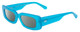 Profile View of SITO SHADES REACHING DAWN Designer Polarized Sunglasses with Custom Cut Smoke Grey Lenses in Caribbean Frost Blue Ladies Square Full Rim Acetate 51 mm