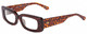 Profile View of SITO SHADES REACHING DAWN Designer Single Vision Prescription Rx Eyeglasses in Amber Cheetah Ladies Square Full Rim Acetate 51 mm