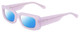 Profile View of SITO SHADES REACHING DAWN Designer Polarized Sunglasses with Custom Cut Blue Mirror Lenses in Wild Orchid Purple Crystal Ladies Square Full Rim Acetate 51 mm