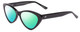 Profile View of SITO SHADES SEDUCTION Designer Polarized Reading Sunglasses with Custom Cut Powered Green Mirror Lenses in Black Ladies Cat Eye Full Rim Acetate 57 mm