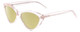 Profile View of SITO SHADES SEDUCTION Designer Polarized Reading Sunglasses with Custom Cut Powered Sun Flower Yellow Lenses in Dew Clear Pink Crystal Ladies Cat Eye Full Rim Acetate 57 mm