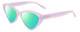 Profile View of SITO SHADES SEDUCTION Designer Polarized Reading Sunglasses with Custom Cut Powered Green Mirror Lenses in Wild Orchid Purple Crystal Ladies Cat Eye Full Rim Acetate 57 mm