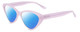 Profile View of SITO SHADES SEDUCTION Designer Polarized Reading Sunglasses with Custom Cut Powered Blue Mirror Lenses in Wild Orchid Purple Crystal Ladies Cat Eye Full Rim Acetate 57 mm