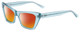 Profile View of SITO SHADES WONDERLAND Designer Polarized Sunglasses with Custom Cut Red Mirror Lenses in Aqua Blue Crystal Ladies Cat Eye Full Rim Acetate 54 mm