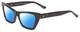 Profile View of SITO SHADES WONDERLAND Designer Polarized Sunglasses with Custom Cut Blue Mirror Lenses in Black Mamba Ladies Cat Eye Full Rim Acetate 54 mm