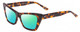 Profile View of SITO SHADES WONDERLAND Designer Polarized Reading Sunglasses with Custom Cut Powered Green Mirror Lenses in Honey Tortoise Havana Ladies Cat Eye Full Rim Acetate 54 mm