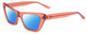 Profile View of SITO SHADES WONDERLAND Designer Polarized Reading Sunglasses with Custom Cut Powered Blue Mirror Lenses in Watermelon Pink Crystal Ladies Cat Eye Full Rim Acetate 54 mm