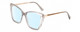 Profile View of Kendall+Kylie KK5126 CHARLOTTE Designer Blue Light Blocking Eyeglasses in Smoke Grey Crystal Gold Ladies Cat Eye Full Rim Acetate 54 mm