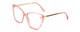 Profile View of Kendall+Kylie KK5126 CHARLOTTE Designer Blue Light Blocking Eyeglasses in Blush Pink Crystal Gold Ladies Cat Eye Full Rim Acetate 54 mm