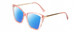 Profile View of Kendall+Kylie KK5126 CHARLOTTE Designer Polarized Reading Sunglasses with Custom Cut Powered Blue Mirror Lenses in Blush Pink Crystal Gold Ladies Cat Eye Full Rim Acetate 54 mm