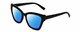 Profile View of Kendall+Kylie KK5130CE ESTELLE Designer Polarized Reading Sunglasses with Custom Cut Powered Blue Mirror Lenses in Shiny Black  Ladies Cat Eye Full Rim Acetate 52 mm