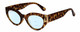 Profile View of Kendall+Kylie KK5143CE ALEXANDRA Designer Progressive Lens Blue Light Blocking Eyeglasses in Amber Demi Tortoise Havana Crystal Gold Ladies Cat Eye Full Rim Acetate 49 mm
