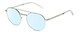 Profile View of BOLLE OVA Designer Blue Light Blocking Eyeglasses in Silver Clear Crystal Ladies Pilot Full Rim Metal 52 mm