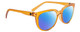 Profile View of SPY Optics Bewilder Designer Polarized Sunglasses with Custom Cut Blue Mirror Lenses in Orange Crystal Unisex Panthos Full Rim Acetate 54 mm