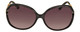 Front View of Gucci GG0076S Women Oval Designer Sunglasses Gloss Black Gold/Grey Gradient 60mm