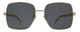 Front View of Gucci GG0724S Womens Square Full Rim Designer Sunglasses in Gold Black/Grey 61mm