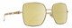 Profile View of Gucci GG0724S Designer Polarized Reading Sunglasses with Custom Cut Powered Sun Flower Yellow Lenses in Shiny Gold Black Ladies Square Full Rim Metal 61 mm