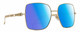 Profile View of Gucci GG0724S Designer Polarized Reading Sunglasses with Custom Cut Powered Blue Mirror Lenses in Shiny Gold Black Ladies Square Full Rim Metal 61 mm