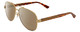 Profile View of Gucci GG0528S Designer Polarized Reading Sunglasses with Custom Cut Powered Amber Brown Lenses in Gold Tortoise Havana Unisex Pilot Full Rim Metal 63 mm