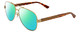 Profile View of Gucci GG0528S Designer Polarized Reading Sunglasses with Custom Cut Powered Green Mirror Lenses in Gold Tortoise Havana Unisex Pilot Full Rim Metal 63 mm
