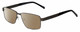 Profile View of Dale Earnhardt, Jr. DJ6816 Designer Polarized Sunglasses with Custom Cut Amber Brown Lenses in Satin GunMetal Silver Black Unisex Rectangular Full Rim Stainless Steel 60 mm