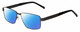 Profile View of Dale Earnhardt, Jr. DJ6816 Designer Polarized Reading Sunglasses with Custom Cut Powered Blue Mirror Lenses in Satin GunMetal Silver Black Unisex Rectangular Full Rim Stainless Steel 60 mm
