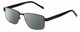 Profile View of Dale Earnhardt, Jr. DJ6816 Designer Polarized Reading Sunglasses with Custom Cut Powered Smoke Grey Lenses in Satin Brown Unisex Rectangular Full Rim Stainless Steel 60 mm