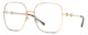 Profile View of Gucci GG0879S Designer Progressive Lens Blue Light Blocking Eyeglasses in Gold Black Ladies Square Full Rim Metal 61 mm