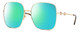 Profile View of Gucci GG0879S Designer Polarized Reading Sunglasses with Custom Cut Powered Green Mirror Lenses in Gold Black Ladies Square Full Rim Metal 61 mm