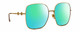Profile View of Gucci GG0879S Designer Polarized Reading Sunglasses with Custom Cut Powered Green Mirror Lenses in Gold Ladies Square Full Rim Metal 61 mm