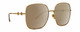 Profile View of Gucci GG0879S Designer Polarized Reading Sunglasses with Custom Cut Powered Amber Brown Lenses in Gold Ladies Square Full Rim Metal 61 mm