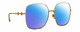 Profile View of Gucci GG0879S Designer Polarized Reading Sunglasses with Custom Cut Powered Blue Mirror Lenses in Gold Ladies Square Full Rim Metal 61 mm