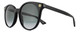 Profile View of Gucci GG0091S Women's Round Designer Sunglasses in Black Gold/Grey Gradient 52mm