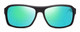 Profile View of Reptile Hawksbill Designer Polarized Reading Sunglasses with Custom Cut Powered Green Mirror Lenses in Matte Black Unisex Rectangular Full Rim Acetate 58 mm
