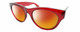 Profile View of Smith Optics Sophisticate-IMM Designer Polarized Sunglasses with Custom Cut Red Mirror Lenses in Crystal Deep Maroon Red Ladies Round Full Rim Acetate 54 mm