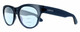 Profile View of Smith Optics Sophisticate-OXZ/TE Designer Progressive Lens Blue Light Blocking Eyeglasses in Crystal Denim Blue Ladies Round Full Rim Acetate 54 mm