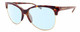 Profile View of Smith Optics Rebel-WJ9/FN Designer Blue Light Blocking Eyeglasses in Mulberry Tortoise Purple Red Gold Ladies Cat Eye Semi-Rimless Acetate 58 mm