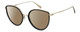 Profile View of Levi's Timeless LV5011S Designer Polarized Sunglasses with Custom Cut Amber Brown Lenses in Gloss Black Gold Ladies Cat Eye Full Rim Metal 56 mm