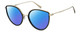 Profile View of Levi's Timeless LV5011S Designer Polarized Sunglasses with Custom Cut Blue Mirror Lenses in Gloss Black Gold Ladies Cat Eye Full Rim Metal 56 mm