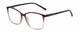 Profile View of Lulu Guinness LR79 Designer Reading Eye Glasses with Custom Cut Powered Lenses in Plum Purple Blush Pink Crystal Fade Ladies Square Full Rim Acetate 54 mm