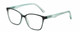 Profile View of Lulu Guinness LR81 Designer Progressive Lens Blue Light Blocking Eyeglasses in Black on Teal Green Crystal Ladies Cat Eye Full Rim Acetate 53 mm