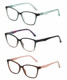 Front View of Lulu Guinness 3 PACK Womens Reading Glasses in Black,Brown Pink,Teal Green +2.00