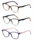 Front View of Lulu Guinness 3 PACK Gift Womens Reading Glasses Black,Purple Pink,Tortoise+1.50