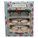 Profile View of Lulu Guinness 3 PACK Womens Reading Glasses Grey Pink,Blue Crystal,Tortoise+1.50