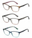 Front View of Lulu Guinness 3 PACK Womens Reading Glasses Grey Pink,Blue Crystal,Tortoise+1.50